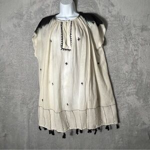Mes Demoiselles Paris Dress OS‎ Tie Dye Boho Fringe Embroidered Oversized Tunic